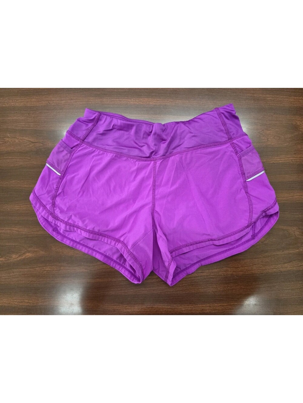 Athleta Women XS Purple Athletic Running Shorts Zip Pocket Reflective Activewear